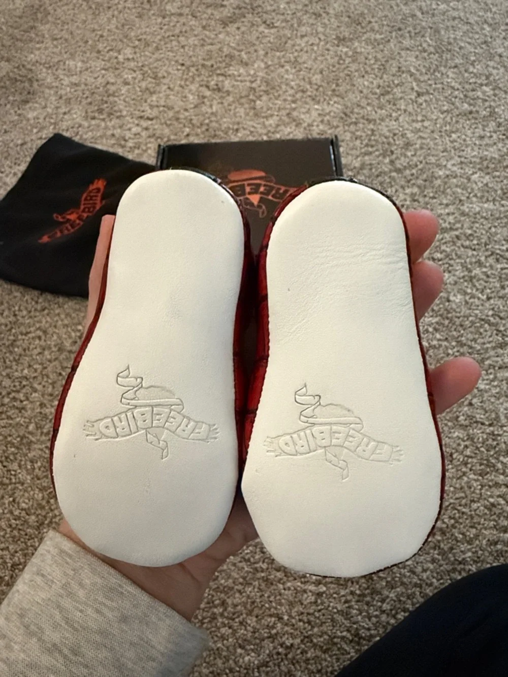 Freebird Baby kicks red crocodile moccasins size 2 6-12 months NEW